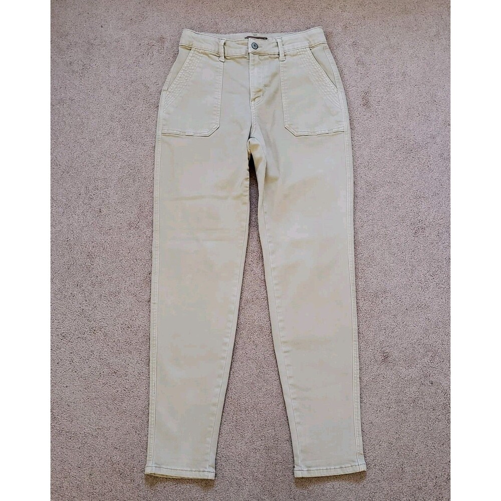 Judy Blue Garment Dyed Pants Denim High Rise Elastic Waist Tan Size 5/27 Slash